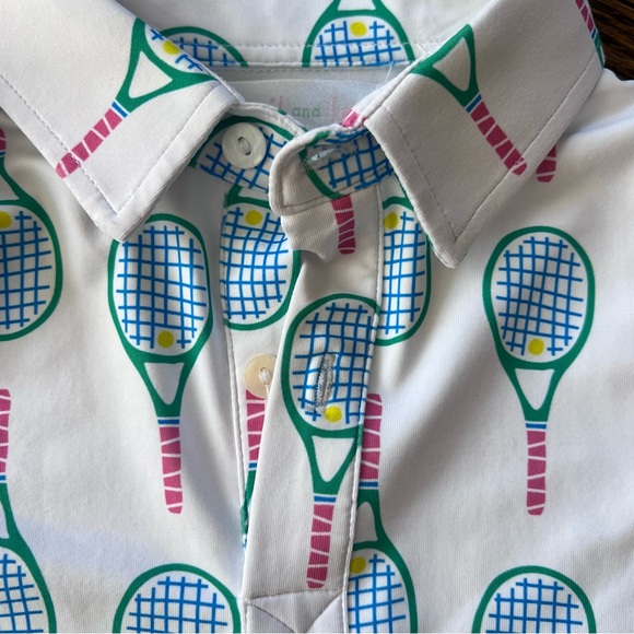 Cecil & Lou Collared Long Sleeve Tennis Racket Print Dress with Pleats Size 4T - Picture 3 of 7